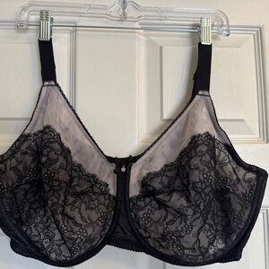 Wacoal Retro Chic Black Lace Underwire Bra 44DDD